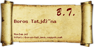 Boros Tatjána névjegykártya