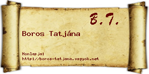 Boros Tatjána névjegykártya